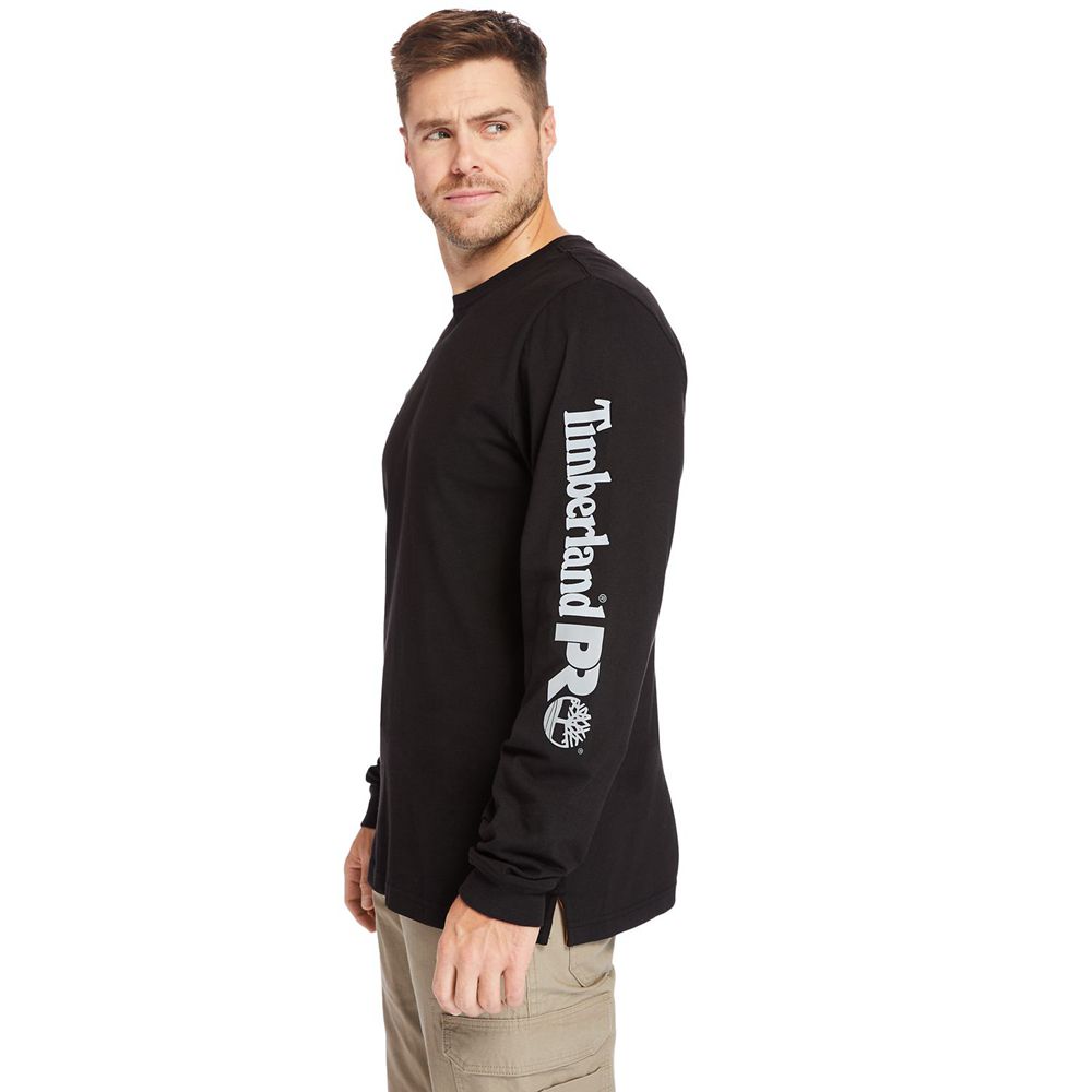 Camisetas Timberland Hombre Pro® Big & Tall Base Plate Long-Sleeve Wicking Negras - Chile RHO-275631